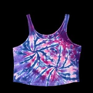 Tie Dye Hand Dyed Double Spiral Crop Top Tank Sz XL